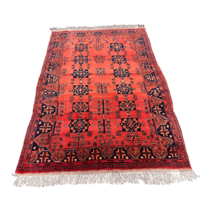 4ft 4in × 6ft 8in Hand-Knot Tribal Wool Area Rug, Vintage