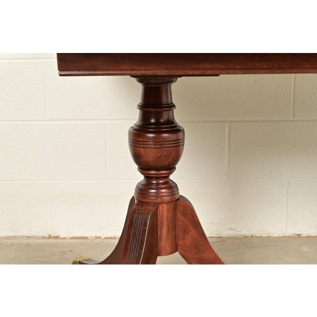 Baker Furniture Style Georgian Mahogany Double Pedestal Extension Dining Table, Newly Refinished For Sale - Image 13 of 18