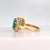 Metal Three Stone Yellow Gold Natural Oval Emerald Ring With Natural Diamonds For Sale - Image 7 of 11