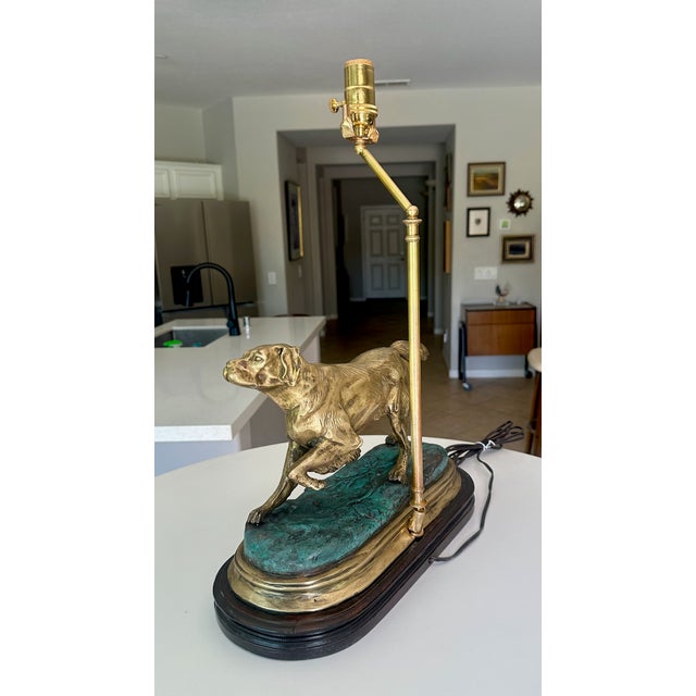 Wood Vintage Brass Hunting Dog Figural Table Table For Sale - Image 7 of 18