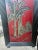 Hollywood Regency Late 20th Century Three-Panel Asian Screen With Palm Leaf Accent Red on 1 Side Oak on Other For Sale - Image 3 of 10