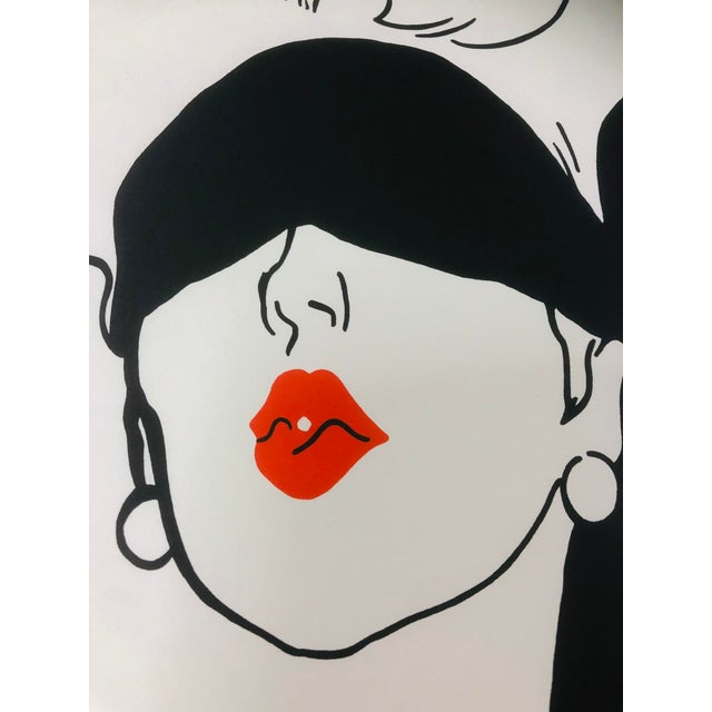 1970s Original Vintage Le Rouge Baiser Offset Lithograph Poster Linen Backed on Canvas by René Gruau, 1970s For Sale - Image 5 of 18