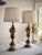 Substantially Large 32” Vintage Pair of Stiffel Solid Brass Hollywood Regency Urn Table Lamps With 10” Linen Shades For Sale - Image 9 of 12