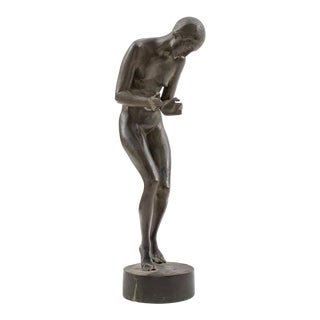 Heinrich Scholz Nude Woman Bronze Sculpture For Sale
