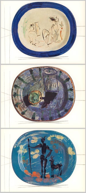 "Ceramiqués De Picasso" (Ceramics) 1948 True First Edition - Blues - Set of 3