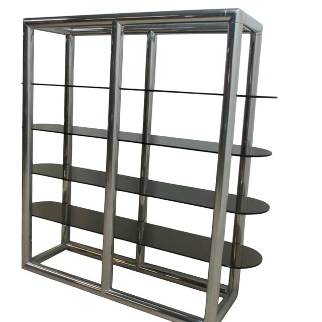 Mid Century Monumental Tubular Aluminum Chrome Etagere Shelf Vintage Display Baughman Style For Sale - Image 14 of 17