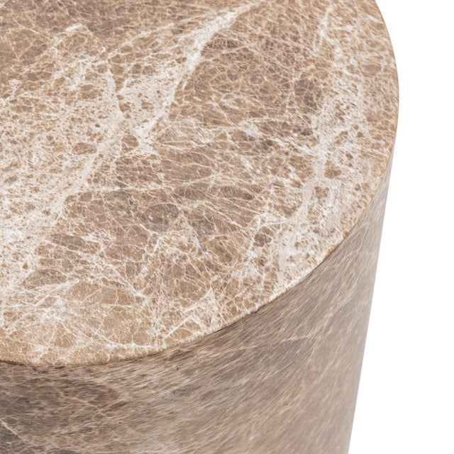 Fresh taupe and ivory toned faux marble end table / pedestal made from glass-fiber reinforced concrete material....