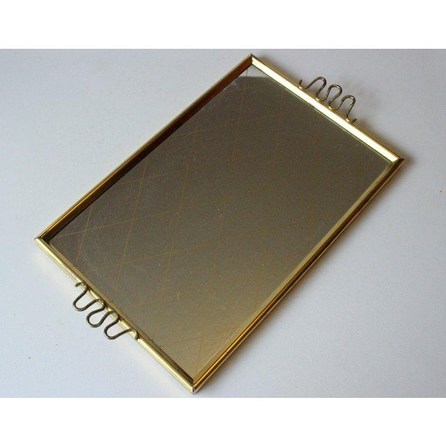1950s - Brass and Glass Mirror Serving Tray - Vintage For Sale - Image 6 of 7