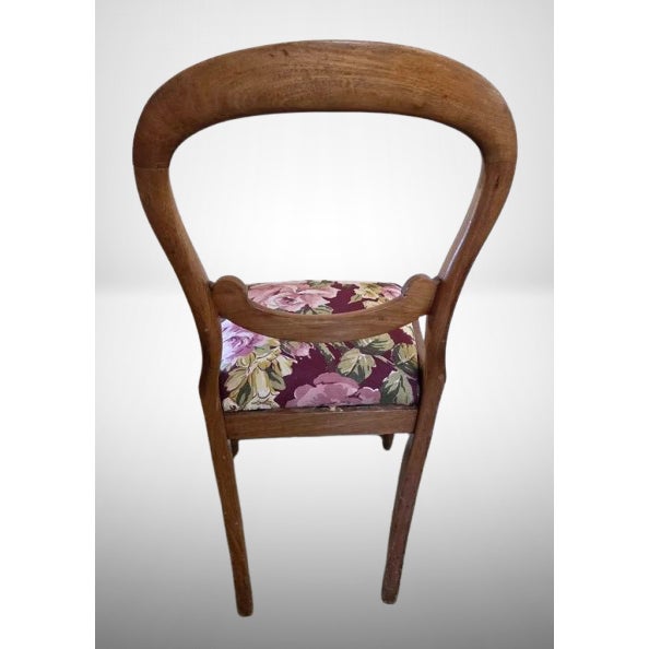 Brown Victorian Mahogany Balloon Back Dining Chairs, Set of 4 – Floral Upholstery For Sale - Image 8 of 8