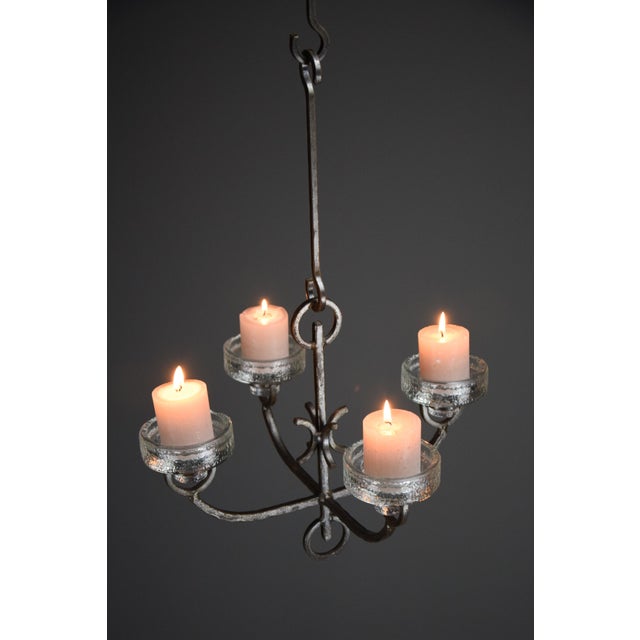 Mid-Century Modern Wrought Iron and Glass Ceiling Candle Holder from Iittala, 1970s For Sale - Image 12 of 12