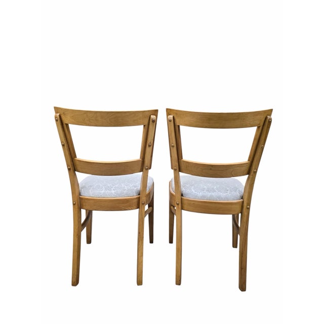 Wood MCM Attributed Heywood-Wakefield Dining Chairs in Blonde Birch – Set of 4 For Sale - Image 7 of 10