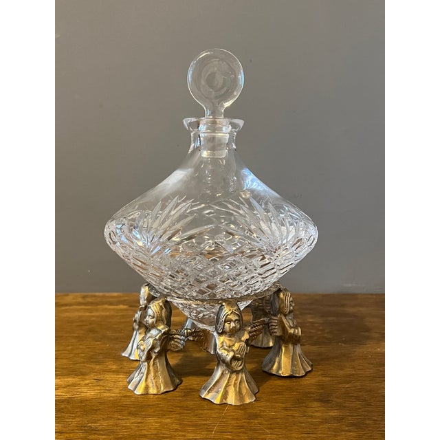 Vintage Astral Crystal Decanter With Brass Stand For Sale - Image 10 of 11