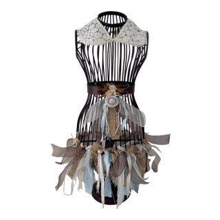 Antique Style Victorian Rustic Dress Form Mannequin Metal Wrought Iron Shabby Chic For Sale