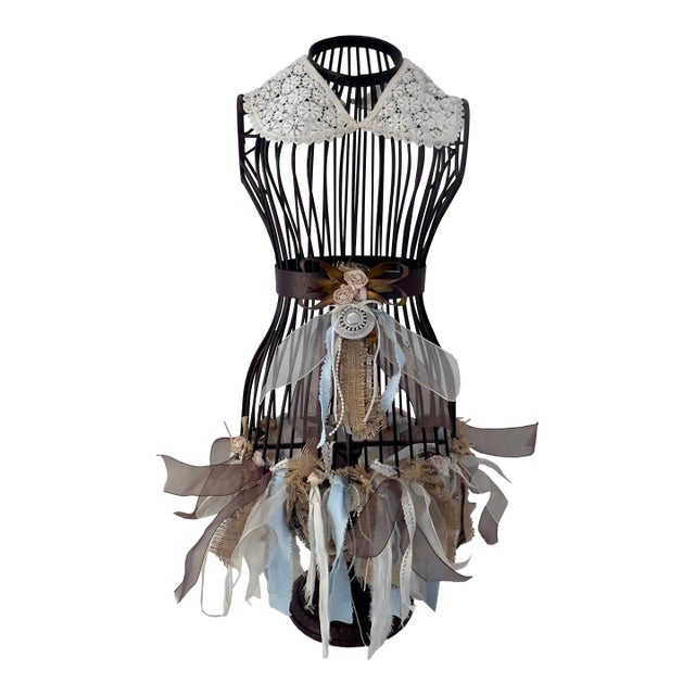 Antique Style Victorian Rustic Dress Form Mannequin Metal Wrought Iron Shabby Chic For Sale
