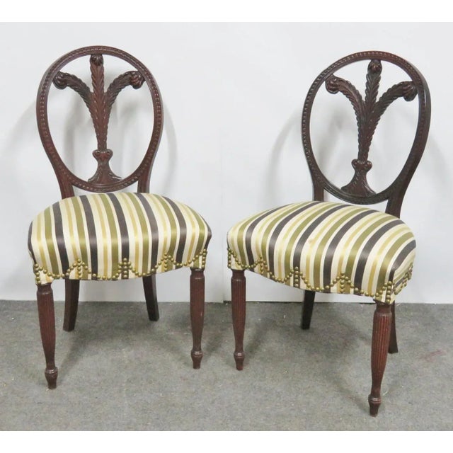 Brown Sheraton Mahogany Carved Sheildback Chairs- a Pair For Sale - Image 8 of 8