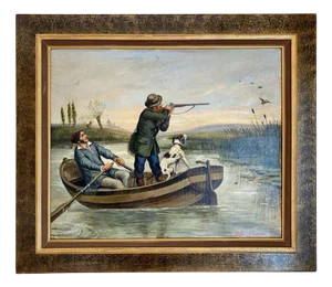 J. Guëble, Figure on Lake, 20th Century, Oil on Canvas