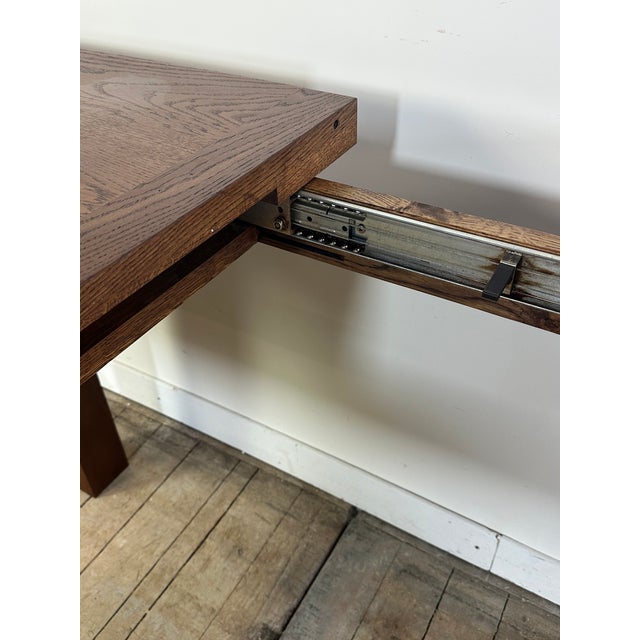 Brutalist Oak Table with 2 Extension Leaves, 1990s For Sale - Image 10 of 13