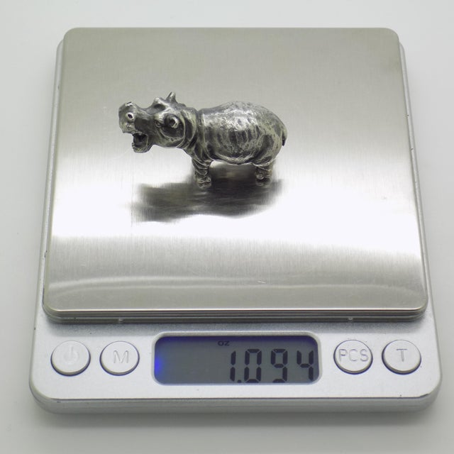 Vintage Italian Handmade Genuine Silver Rare Hippopotamus Figurine Miniature Sculpture, Made in Tuscany For Sale - Image 10 of 11