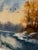 Vintage Traditional Impressionist White Winter Landscape Original Oil Painting Diptych, a Pair in Cerulean Blue, Burnt Umber & White For Sale In Houston - Image 6 of 11