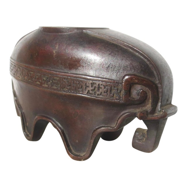 Mid-Century Bronze Elephant Vase. For Sale