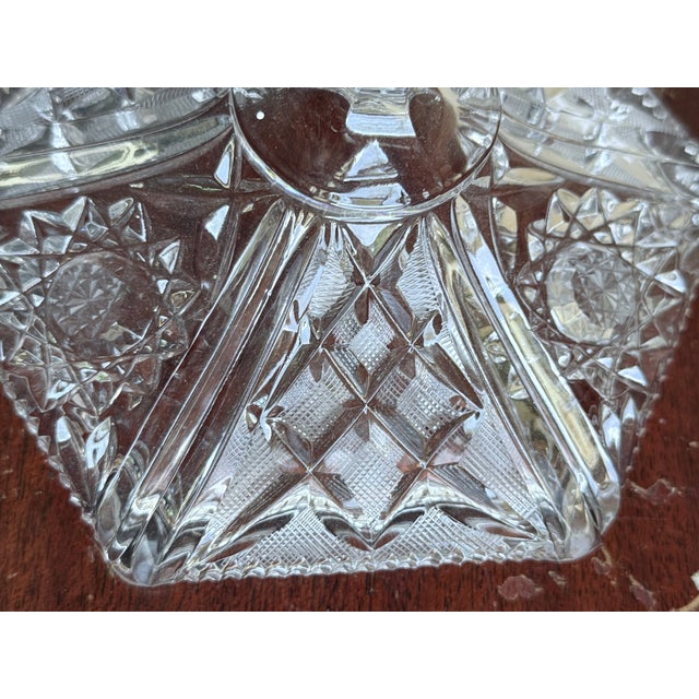 Early 20th Century Mid-Century Modern Hexagonal Cut Crystal Lidded Footed Candy Dish For Sale - Image 11 of 11