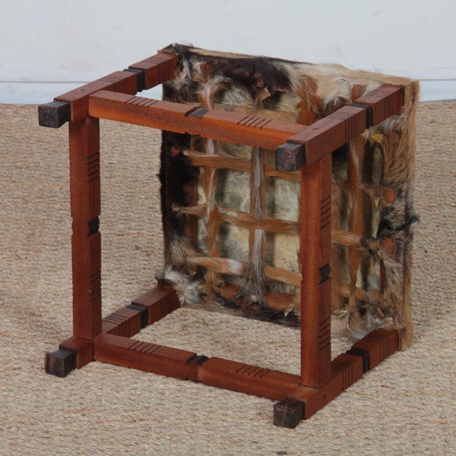 Wood Wood and Leather Stool For Sale - Image 7 of 8