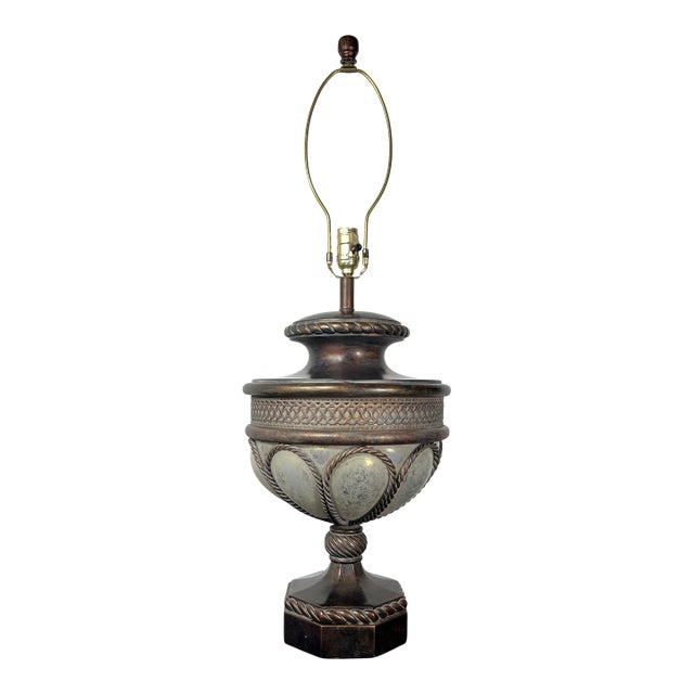 Late 20th Century Fine Art Lamps Neoclassical Caged Glass Urn Table Lamp For Sale