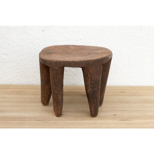 Rugged Brown Vintage Nupe Stool For Sale - Image 4 of 10
