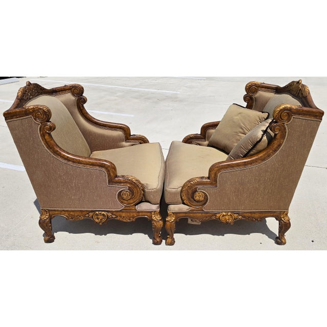 Wood Marge Carson Style French Louis XV Ornate Caved Settees Loveseats Pair For Sale - Image 7 of 18