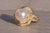 1990s The Malibu Creek: Pearl and Natural Diamond Swirl Ring in Yellow Gold For Sale - Image 5 of 11
