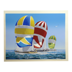 Pete Peterson "The First Reach" Realistic Serigraph Art Print of Sailboats 1980