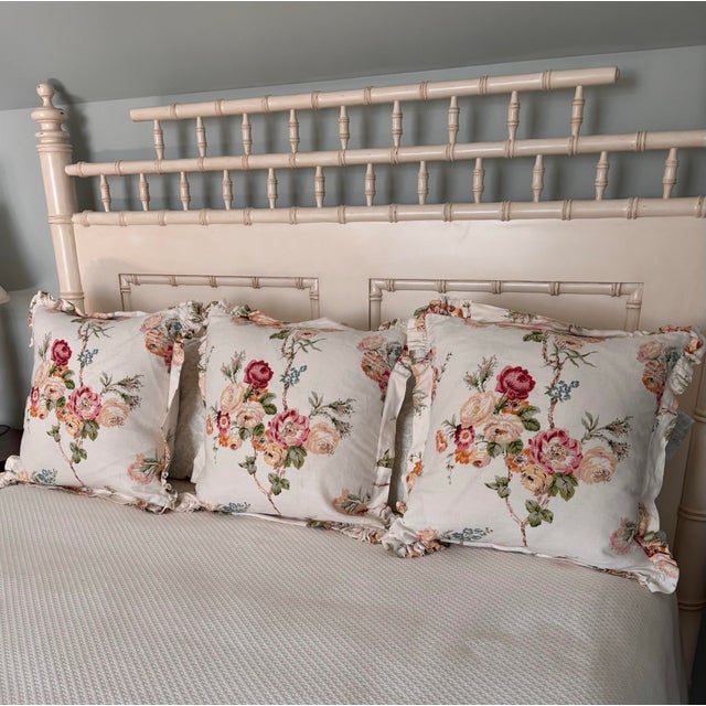 1990s Set of Three Lee Jofa Weston Floral Linen Pillows For Sale - Image 10 of 10