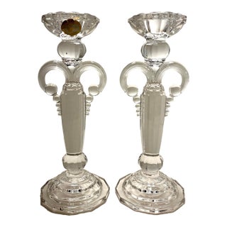 Vintage Austrian Lead Crystal Candlestick Holders- a Pair For Sale