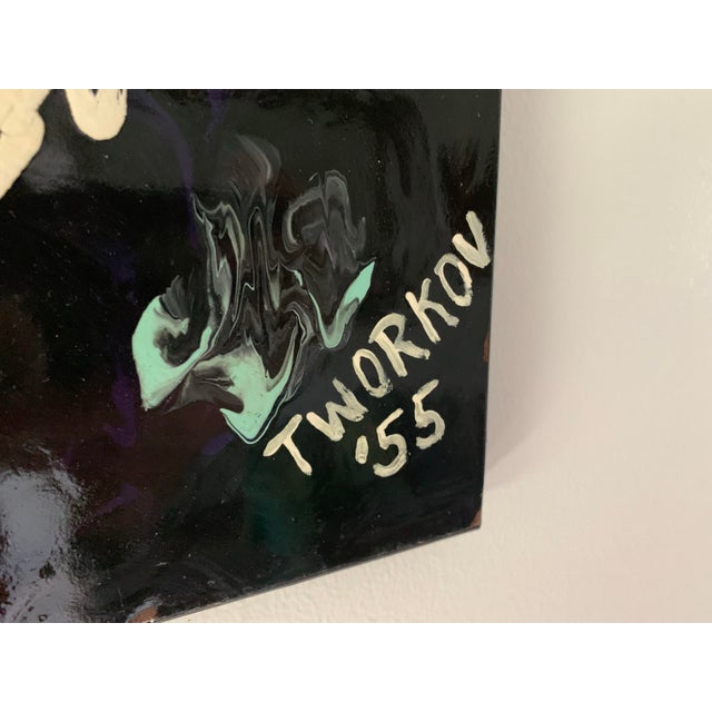Abstract 1955 Homage to Tworkov | Acrylic on Masonite Titled “Harlem Night” | Abstract Expressionist Painting, 16x20 For Sale - Image 3 of 9