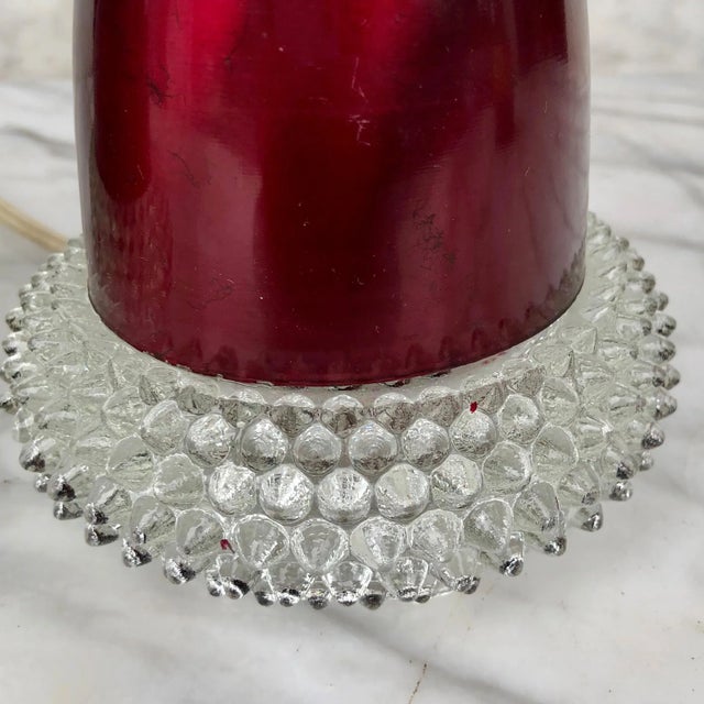Antique Victorian Cranberry Boudoir Glass Hobnail Lamps - a Pair For Sale - Image 10 of 13