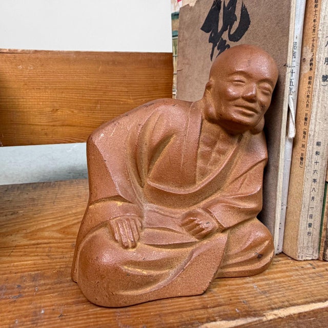 Wood Japanese Buddhist Monks Stone Letter Holder, 1970s, Set of 2 For Sale - Image 7 of 15