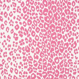 Sample - Schumacher Iconic Leopard Wallpaper in Pink For Sale