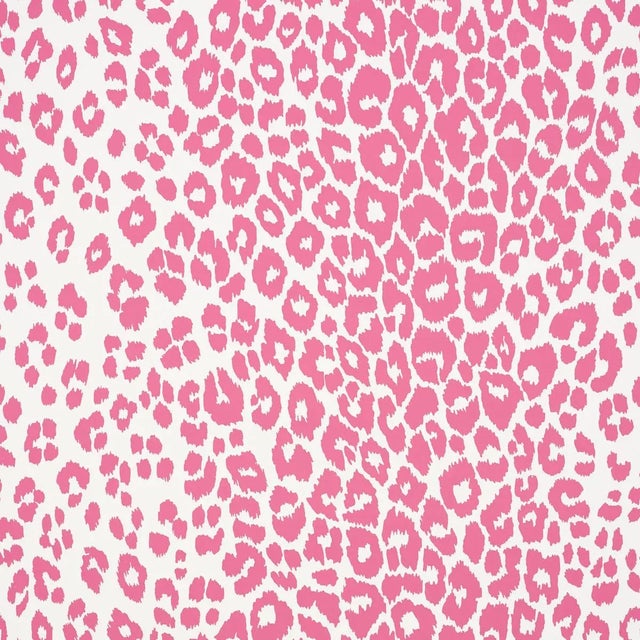 Sample - Schumacher Iconic Leopard Wallpaper in Pink For Sale