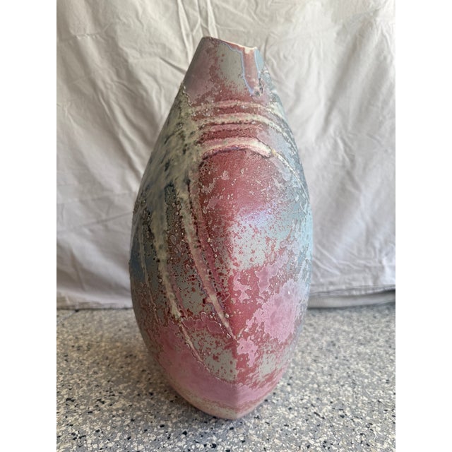 Postmodern Vintage Tony Evans 17" Raku Art Pottery Vase For Sale - Image 3 of 7
