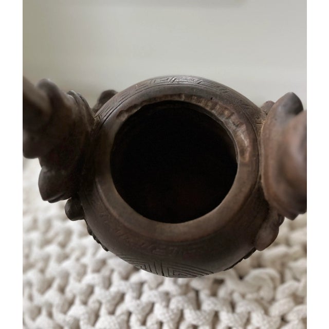 Early 1900s Intricately Hand-Carved Bamboo Water Pail/Flower Vase For Sale - Image 9 of 10