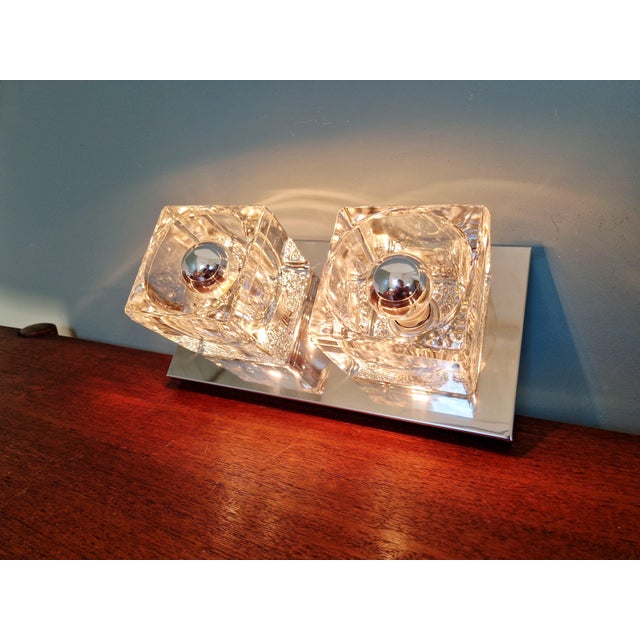 Metal Ice Cube Double Wall Light in Chromed Metal and Glass from Peill & Putzler, 1970 For Sale - Image 7 of 18