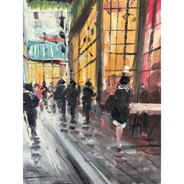 French French Parisian Street Scene Oil Painting on Canvas by François For Sale - Image 3 of 4