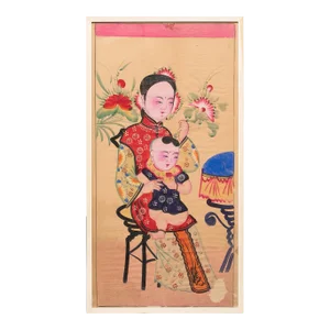 Circa 1920 Chinese Yangliuqing Longevity New Year Painting