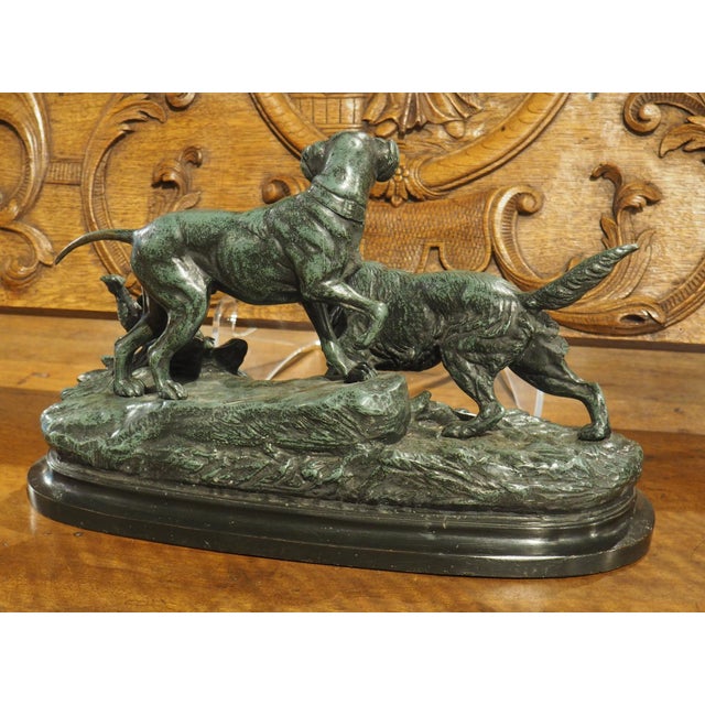 19th Century French Bronze Sculpture, a Pointer and Spaniel Hunting a Pheasant For Sale - Image 18 of 18