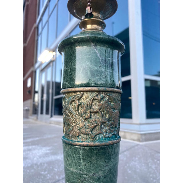 Japanese Bronze & Marble Column Table Lamps - a Pair For Sale In Denver - Image 6 of 13