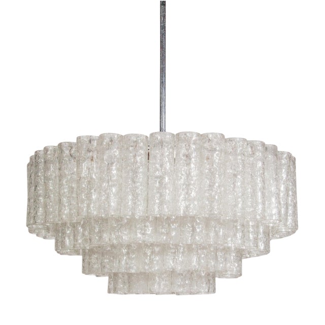 Large Iced Glass Tube Chandelier from Doria, 1960s For Sale