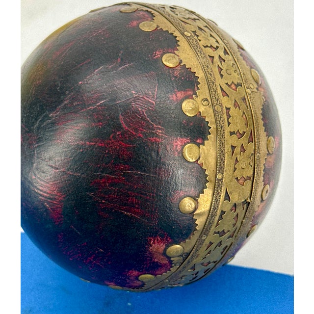 French Antique Bowling Ball With Brass Decoration For Sale - Image 11 of 12