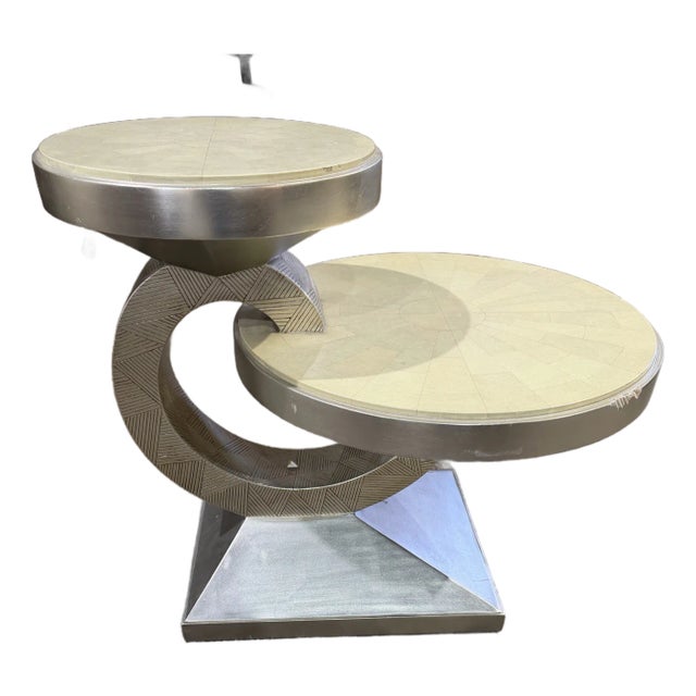 Artmax Postmodern Faux Stone and Wood Side Table For Sale