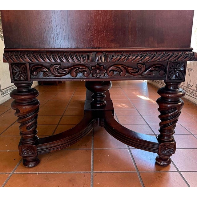 1970s Renaissance Revival 1970s Euro Import Carved Wood China Cabinet For Sale - Image 5 of 12