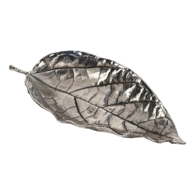 Osage Orange Leaf Antique Pewter Trays, Set of 6 For Sale